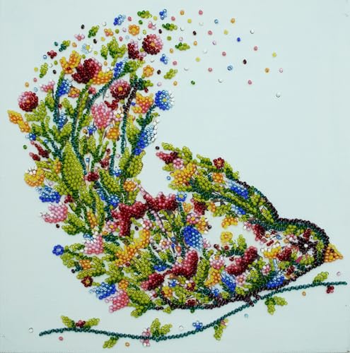 Wizardi Bead Embroidery kit - A Singing Bird. Colorful Beads, Beading Needles. DIY Kit. Embroidery for Beginners. Home Decor. AMB-094 Abris Art - color: A singing bird