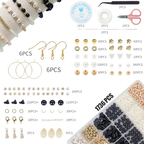 TOIPINIO Bracelet Making Kit Jewelry Making Supplies Kit Natural Stone Beads for Irregular Natural Stone with for DIY Craft-1736 PCS Friendship Bracelet/Necklace/Earrings for Adults (Blue Sandstone) - color: Blue Sandstone