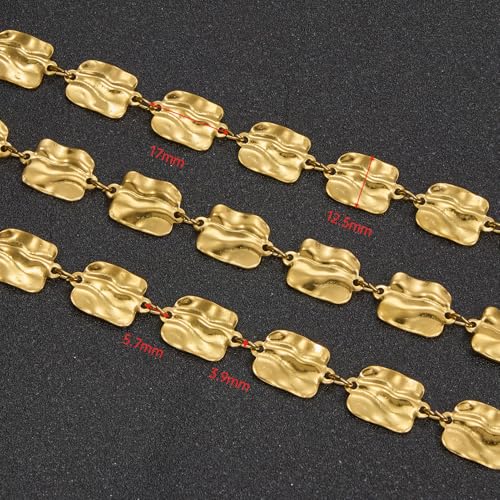 UMAOKANG 2 Meters Gold Rectangle Chain for Jewelry Making Stainless Steel Bulk Chain on Spool with Jump Rings Lobster Clasps - color: Gold Rectangle
