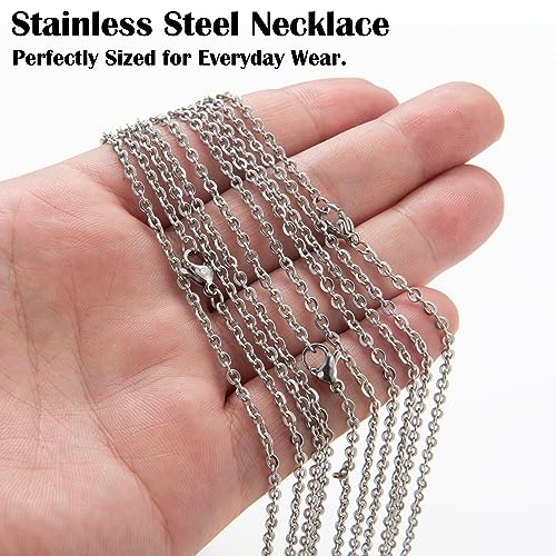 24 Pack Necklace Chains Stainless Steel Cable Chain Necklace Bulk for Jewelry Making, 20 Inches - color: 20 Inches