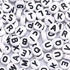 ToBeIT 1000pcs Letter Beads Acrylic Alphabet Beads Round 4X7mm White Beads Jewelry Findings Charms for DIY Bracelet Necklace Craft Making (bgwhite-Black) - color: bgwhite-black