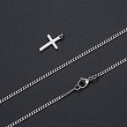 Joxevyia Cross Necklace for 14K Gold Filled Stainless Steel Small Cross Pendant with Cuban Chain Necklace Simple Faith Jewelry Christmas Gift for Men Women 16-24 Inches - size: 20 inches, style: small silver cross necklace