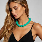 Chunky Acrylic Resin Beaded Necklace for Women Colorful Large Round Choker Adjustable Stack Acrylic Beads Necklace Resin Summer Party Jewelry - style: Blue