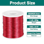 MECCANIXITY 26 AWG Magnet Wire, 26 Gauge Enameled Copper Wire, 1 Lb Magnetic Coil Wire for Transformer, Motor, Electric, 155C(311F) - size: 26 AWG