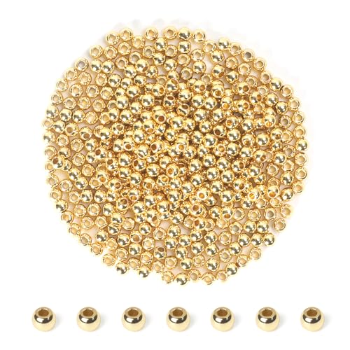 300pcs 5mm Gold Filled Round Spacer Beads for Bracelets, Necklaces, Earrings & DIY Crafts - size: 5mm-300pcs