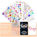 3500pcs Gem Stickers Jewels for Crafts，12 Sheets Rhinestone Stickers for DIY Craft，Stick on Gems Rhinestones for Crafts, Kids Art Supplies (Self-Adhesive Sparkle Jewels)