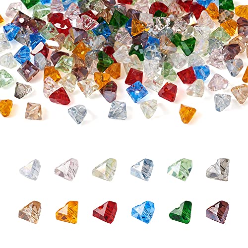Cheriswelry 165Pcs Transparent Triangle Glass Beads 4.5mm Colorful Faceted Crystal Beads Bulk 11 Styles for DIY Necklace Bracelet Earrings Jewelry Making Crafts - color: Mixed Color-Triangle
