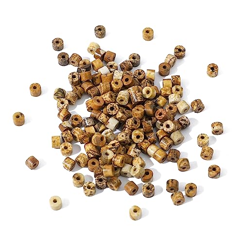 BEADIA Natural Brown Picture Jasper Short Cylinder Beads 2x3mm 155pcs Tube Loose Semi Gemstone Beads for Jewelry Making Design - color: Brown Picture Jasper