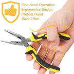 DOWELL 6 Inch Long Nose Pliers Needle Nose Pliers with Wire Cutter Nickel Chromium Steel Construction Professional Handle - size: 6"Long Nose Pliers