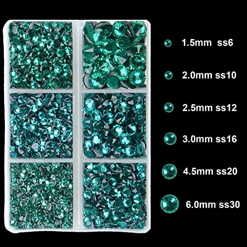 4000Pcs Mixed Size Hot Fix Round Crystals Gems Glass Stones Hotfix Flat Back Rhinestones (Blue Zircon) - color: Blue Zircon, size: 4000 Count (Pack of 1)