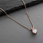 Mariell Cubic Zirconia Crystal Pendant Necklace for Women, 2 Carat 8mm CZ, for Brides, Wedding, Mother's Day Jewelry Gift - color: Rose Gold