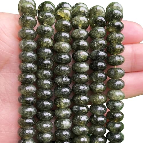 Songxi 5x8mm Natural Dark Green Colored Jade Stone Rondelle Beads, 75PCS Spacer Round Loose Abacus Beads for Jewelry Making, Gemstone for Bracelet Necklace Earrings, Arts and Crafts - color: Dark Green Colored Jade