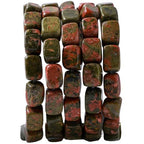 Natural Large Unakite Cube Stone Beads 8x11mm 38cm/str Loose Semi Gemstone Stone Square Beads for Making Bracelets Necklace - color: Unakite