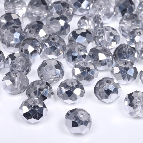 1000pcs 4mm Crystal Glass Beads for Jewelry Making Faceted Rondelle Flat Beads for Bracelets Necklace Earrings DIY Crafts (AB Silver Half-Plated Crystal Bead) - color: AB Silver Half-Plated Crystal, size: 4mm