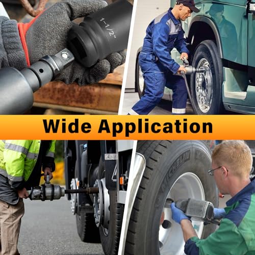1" Drive Jumbo Impact Socket Set,9 PCS SAE (1",1-1/8",1-1/4",1-3/8",1-1/2",1-5/8",1-3/4",1-7/8",2") Universal Hex Deep Socket Combination,CR-MO Alloy Steel,Heavy Duty Storage Case - size: 1 Inch 9-Piece