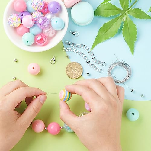 DanLingJewelry 50Pcs 20mm Candy Color Acrylic Round Beads Colorful Plastic Bubblegum Round Beads for Jewelry Making Kit - color: 50pcs - mix