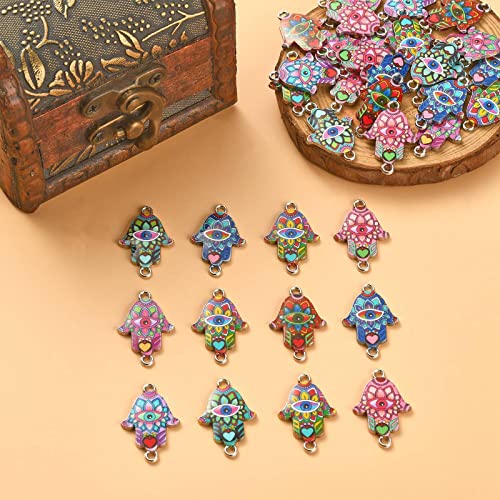 DanLingJewelry 50Pcs Random Color Religion Charms Hand of Hamsa with Evil Eye Charms for Bracelets Necklace Jewelry Making - color: 50pcs - Hamsa Hand - Random