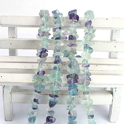 Jewelry Making 6-8mm Gemstone Fluorite Indian Moss Black Onyx Agate Aventurine Jade Opalite Carnelian Chips Beads Strand 34" (Fluorite) - color: Fluorite