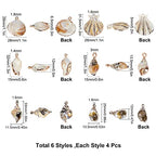 SUNNYCLUE 1 Box 24Pcs 6 Styles Sea Shell Pendants Electroplated Shell Charms Imitation Gemstone Style Spiral Shell Acrylic Charm for Women DIY Earring Necklace Bracelet Jewellery Making - color: 1 Box 24pcs 6 Styles Imitation Sea Shell Acrylic Charms