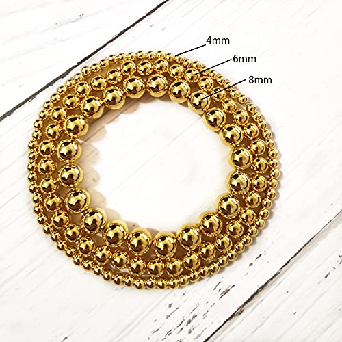 Amaney 500pcs 6mm Smooth Round Beads Gold Spacer Loose Ball Beads for Bracelet Jewelry Making Craft - color: Gold-6mm, size: 6mm