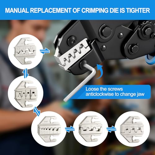 6PCS Crimping Tool Set - Ratchet Wire Crimper Tool for Heat Shrink,Insulated Nylon,Non-Insulated,Open Barrel Terminals,Ferrule Wire End,Solar Connectors - color: Wire Crimper Set