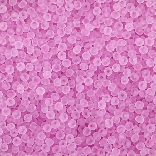 4mm Frosted Glass Seed Beads Bulk, 1000pcs Small Round Glass Bead Matte Loose Spacer Beads for Beading, Friendship Bracelet, Pendants, Key Chains, Necklaces, Hairpins, Plum Pink - color: Plum Pink