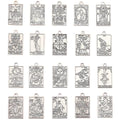 SUNNYCLUE 1 Box 40pcs 20 Styles Silver Tarot Card Charms Tarot Charms Bulk Antique Silver Tibetan Style Rectangle Moon Sun Star Lucky Ouijas Halloween Gothic Pendants Bulk for Jewelry Making Earrings - color: Antique Silver