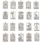 SUNNYCLUE 1 Box 40pcs 20 Styles Silver Tarot Card Charms Tarot Charms Bulk Antique Silver Tibetan Style Rectangle Moon Sun Star Lucky Ouijas Halloween Gothic Pendants Bulk for Jewelry Making Earrings - color: Antique Silver