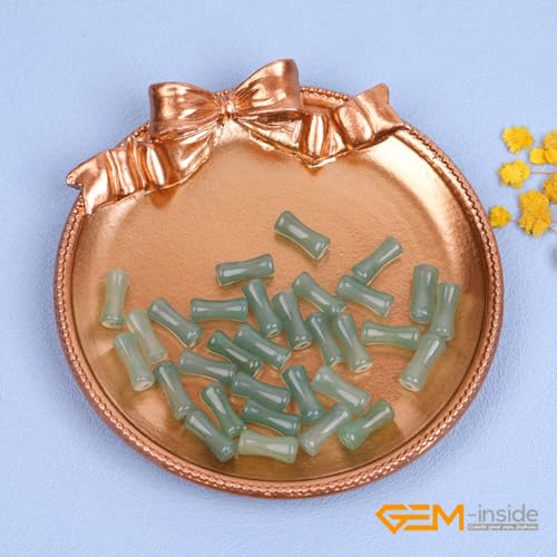 GEM-Inside 30Pcs 5x12mm Natural Green Aventurine Jade Plant Bamboo Knot Bone Beads for Jewelry Making Power Energy Chakra Stone Beads - color: Green Aventurine Jade