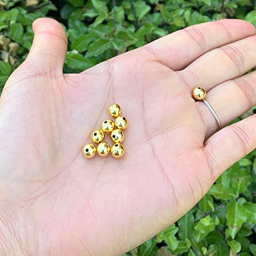 100pcs Adabele Tarnish Resistant 6mm Seamless Smooth Round Beads 18K Yellow Gold Plated Brass Spacer (Hole 1mm) for DIY Craft Jewelry Making BF252-6 - size: 6mm (0.24 inch)