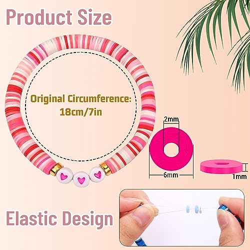 LUYI 32 Pcs Preppy Jewelry Bracelets for Women Clay Bead Colorful Surfer Heishi Bracelet Set Stackable Beaded Friendship Stretch Bracelets Boho Y2K Summer Beach Elastic Layering Bracelets - style: 32PCS-Bracelets