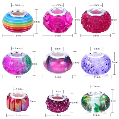 European Large Hole Beads Spacer Beads Charm Fairy Wands Beads Rhinestone Craft Beads for DIY Bracelet Jewelry Making (Sun) - color: Sun