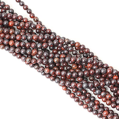 60PCS 6mm Natural Brecciated Jasper Round Loose Beads for Jewelry Making DIY Bracelet Necklace Materials 1 Strand 15" - color: Brecciated Jasper, size: 6mm