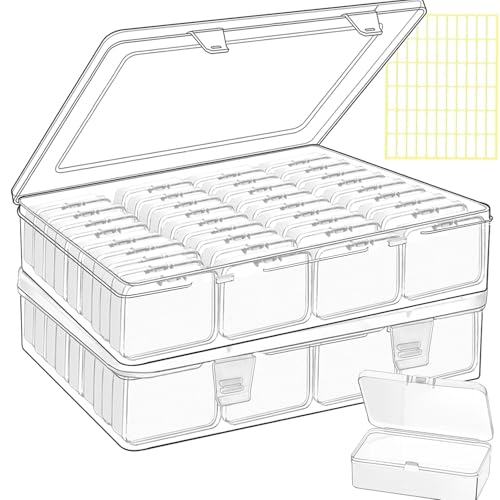 74pcs Bead storage containers, bead organizer boxes and craft storage boxes for bracelet making DIY jewelry craft nails, bracelets, jewelry, diamonds, clay beads, screws 2.5x1.7x0.8Inch - color: 2pack 74pcs(2.5x1.7x0.8Inch)