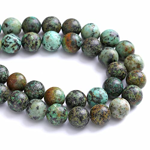 12MM 30PCS Natural Stone Green African Turquoise Spacer Loose Beads for Jewelry Making DIY Bracelet Necklace - color: African Turquoise, size: 12mm