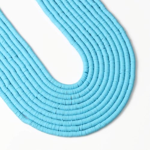 3600 pcs Blue Clay Beads for Bracelets Making, 10 Strands Flat Round Polymer Clay Beads 6mm Spacer Heishi Beads for Jewelry Making Earring Necklace - color: Blue