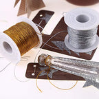 2 Spools 656 Feet Metallic Thread Gold Jewelry Thread Silver Craft String Tinsel String Craft Making Cord - color: Gold and Silver
