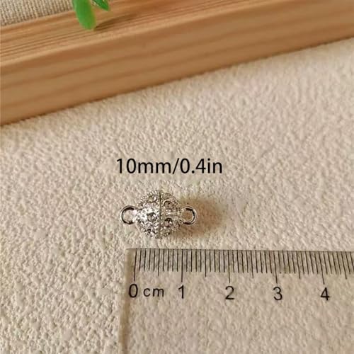 10PCS Magnetic Jewelry Clasps, Crystal Ball Connectors, Magnetic Necklace Clasps and Closures Easy-to-Use for Jewelry Closures (Silver) - color: silver