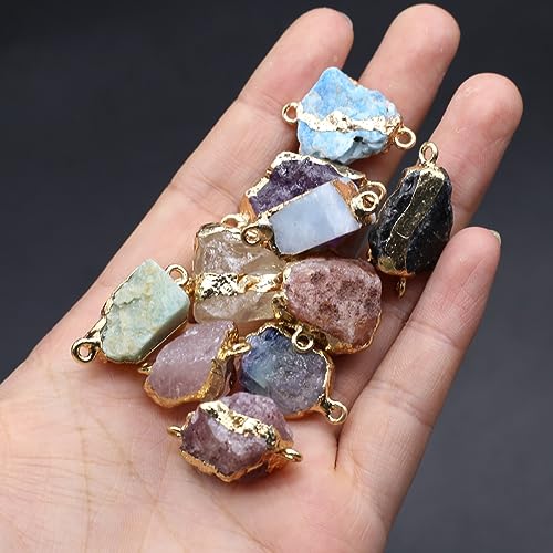 8pcs Natural Stone Pendant Irregular Shape Healing Crystals Stone Charms For Jewelry Making DIY Necklaces