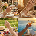 Gmai 18K Gold Plated 3-in-1 Layered Diamond Bracelet for Women, Adjustable Stainless Steel Stackable Bracelet with Extender Chain, Fashion Gift for Mother’s Day Wedding Graduation Christmas