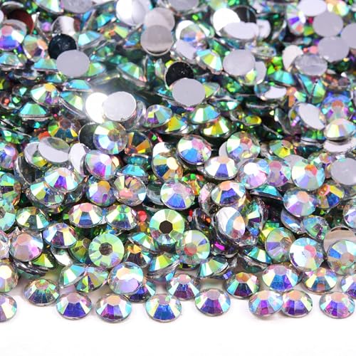 Blinginbox 5000pcs Flatback Rhinestones,Resin Non Hotfix Rhinestones Large Quantity Wholesale for Crafts DIY Creative Design,Clothes,Makeup,Nail Art (6mm=0.24",Crystal AB) - color: Crystal AB, size: 6mm=0.24"