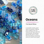 Mack and Rex Tila Bead Mixes (Ocean) – Half Tila Beads – Includes Transparent Sky Blue (HTL0148), Picasso Blue Cobalt (HTL4518), Silky Ice Blue, Cobalt Matte Rainbow and a Few Others. - color: Ocean, size: 10 Gram Bag