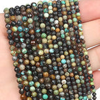Song Xi 120pcs 3mm Natural African Turquoise Gemstone Beads Faceted Round Loose Stone Beads for Jewelry Making - color: African Turquoise, size: 2.8-3.3mm