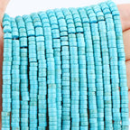 Natural Blue Turquoise Heishi Spacer Beads Loose Semi Precious Flat Round Gemstone Disc Shape Stone for Beading Jewelry Making 4x2mm 15.5" - color: Blue Turquoise