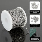 UMAOKANG 16.4 Feet Jewelry Making Chains Stainless Steel Chain Bulk DIY Necklace Supplies Black Enamel Lip Chain with Jewelry Findings - color: Steel-Black