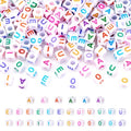 KISSITTY 500pcs 6mm Cube Acrylic Vowel Letter Beads Mix Color for DIY Jewelry Making