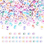 KISSITTY 500pcs 6mm Cube Acrylic Vowel Letter Beads Mix Color for DIY Jewelry Making