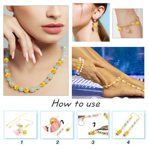 TOAOB 100pcs 8mm Gold Plated Filigree Hollow Ball Beads Round Metal Loose Spacer Beads for DIY Crafts Bracelets Necklaces Earrings Jewelry Making - color: Gold, size: 8mm