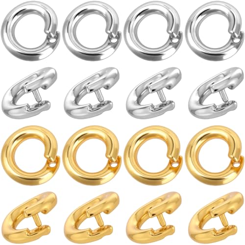 20pcs Split Open End Jump Ring, 18K Gold & Silver Plated Locking Circle Clasp Ring, ID 3mm Connector Accessories for Earrings Bracelets Necklaces DIY Crafts Jewelry Making - color: 18K Gold & Silver