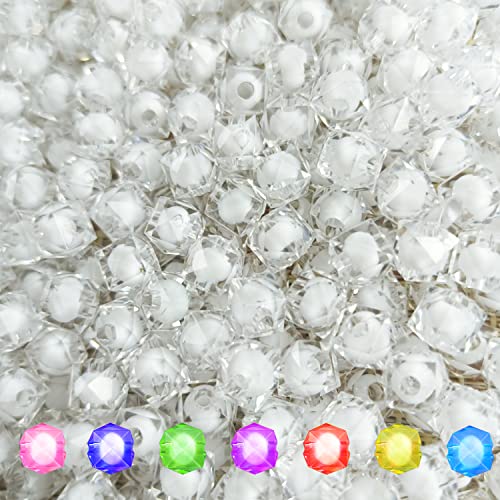 Cube 400pcs Faceted Square Transparent 8mm Glass Crystal Spacer Beads, Round Beads Inside for Jewelry Making (Clear) - color: Clear
